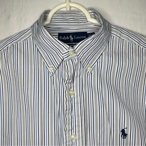 Ralph Lauren Classic Fit Dress Shirt 15.5 32/33 Blue Vertical Stripes EUC